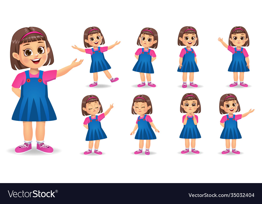 Cute Girl Character Set Royalty Free Vector Image