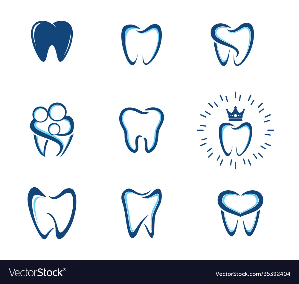 Dental logo set medicine template Royalty Free Vector Image