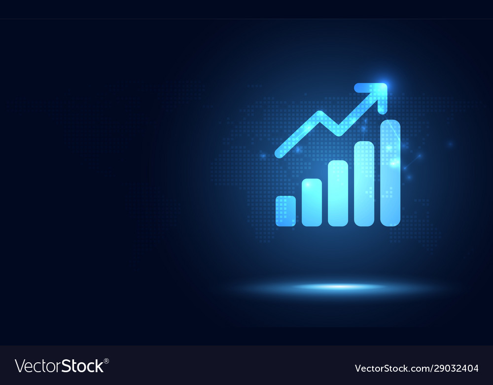 Futuristic raise arrow with bar chart graph Vector Image