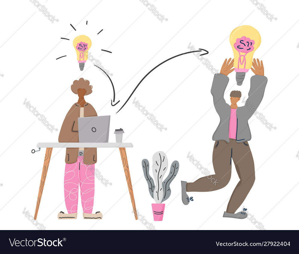 Plagiarism flat concept thief stealing an idea Vector Image