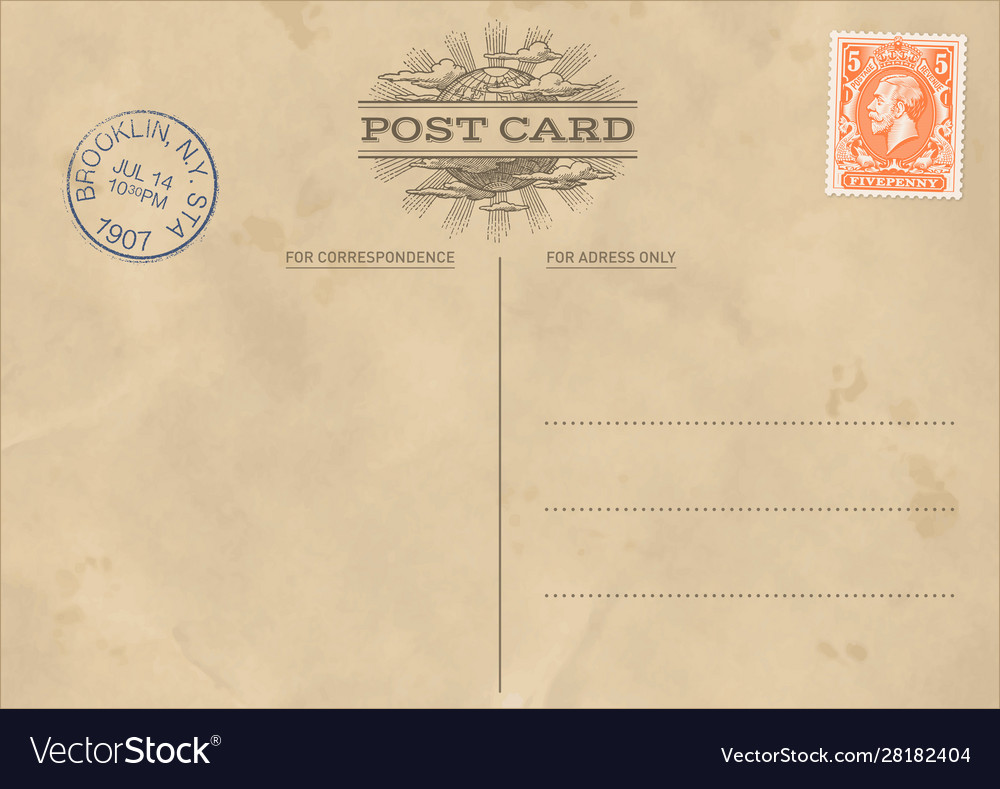 Premium Vector  Vintage postcard with paper texture. travel postcard  template. postal card. blank post card.