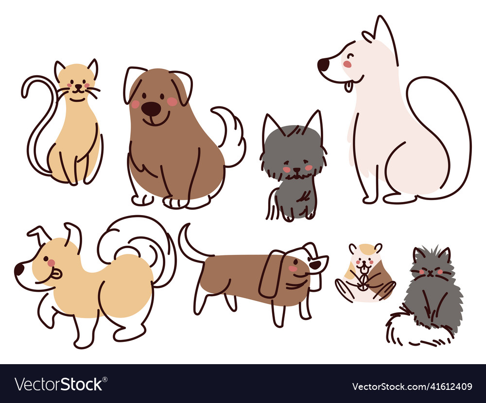 Set of pets animals Royalty Free Vector Image - VectorStock