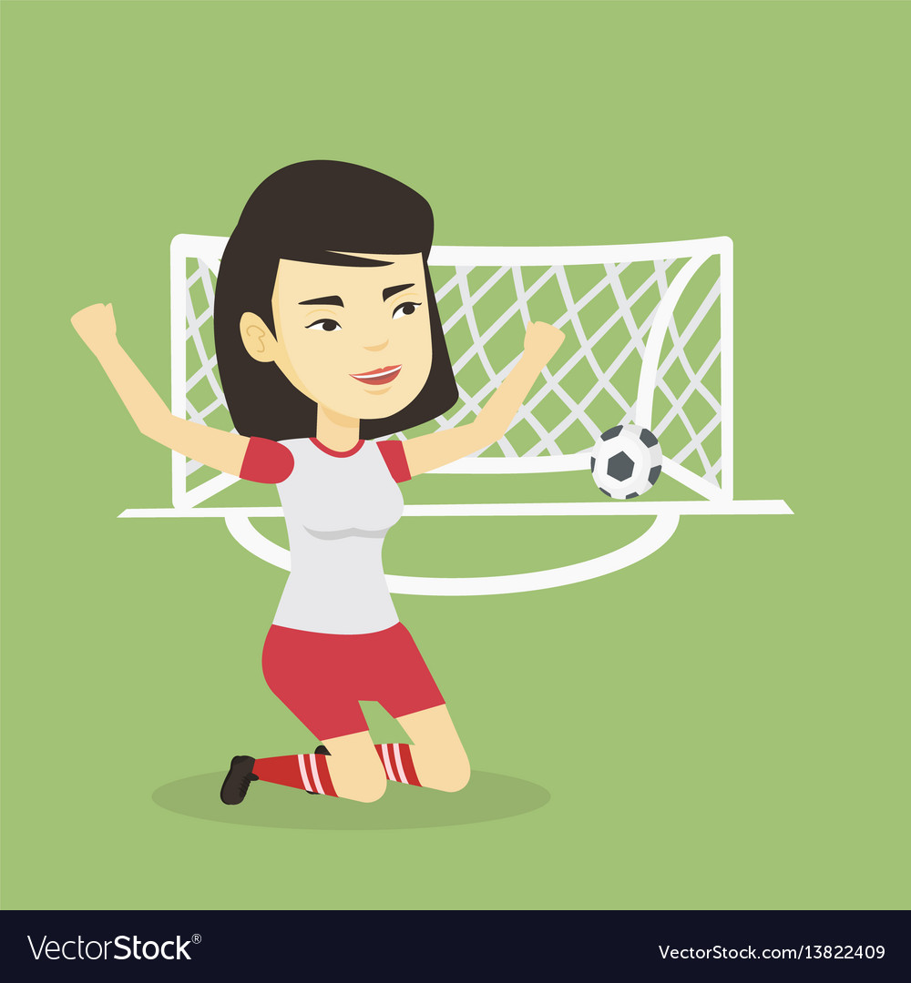 Soccer player celebrating scoring goal Royalty Free Vector