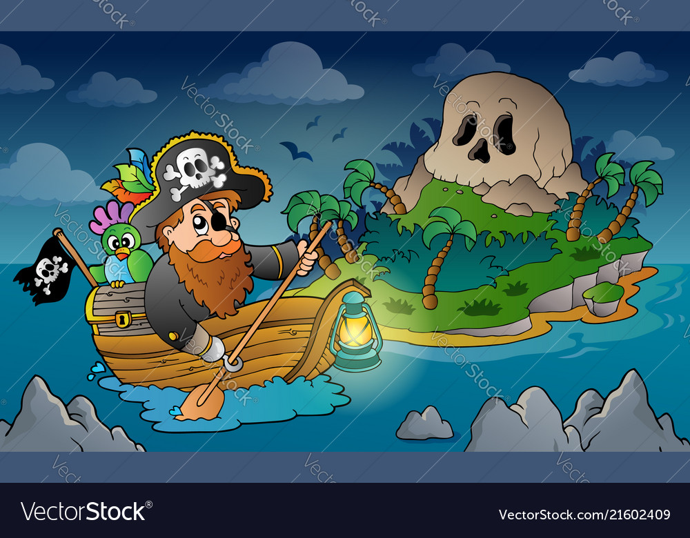 Theme with pirate skull island 3 Royalty Free Vector Image