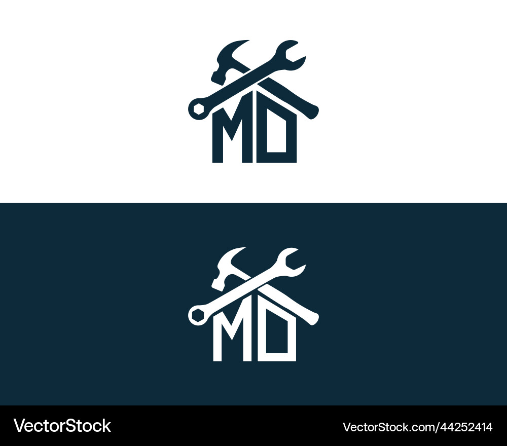 Abstract md letter creative home repair logo Vector Image