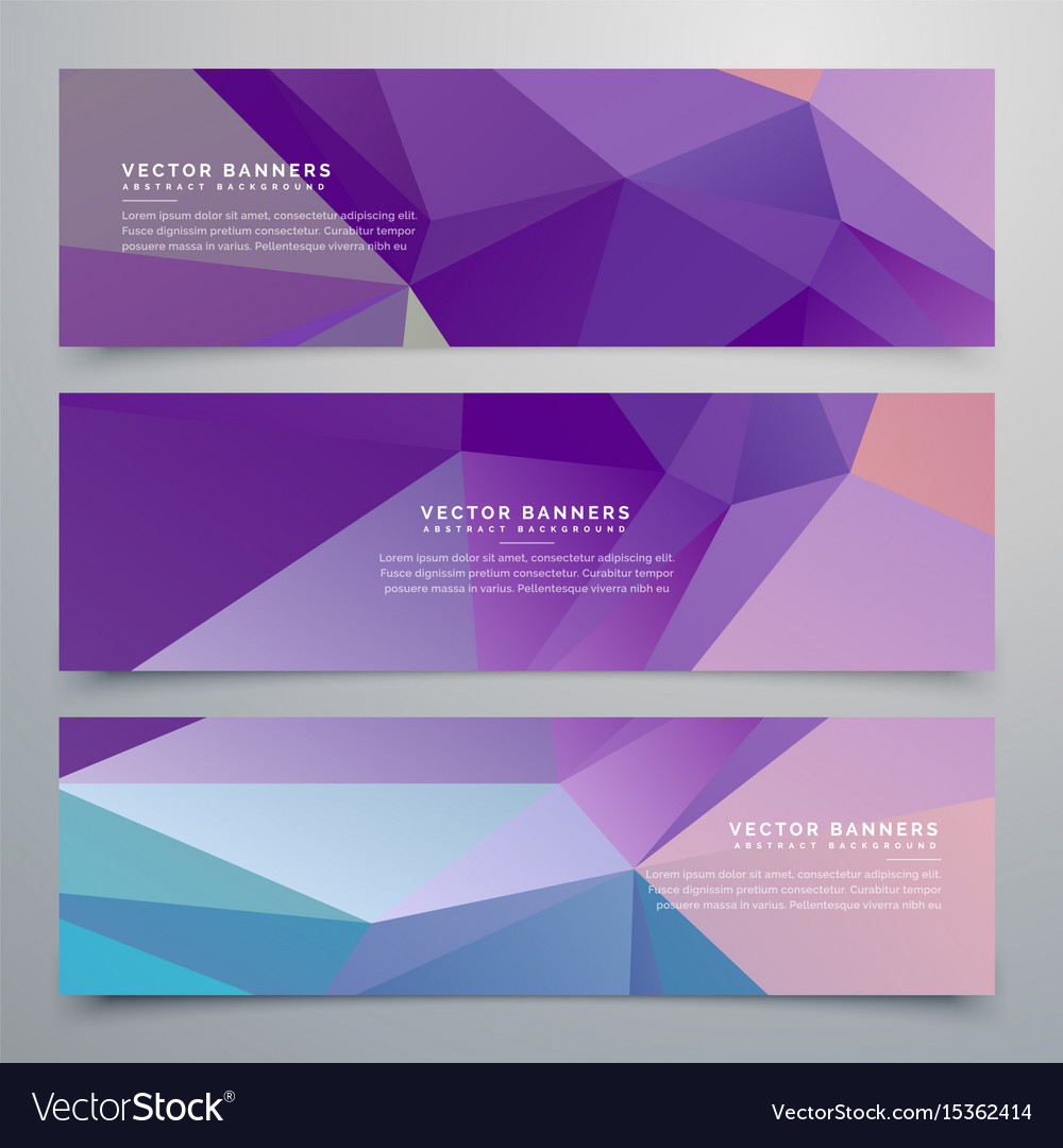 Abstract purple banners set of three Royalty Free Vector