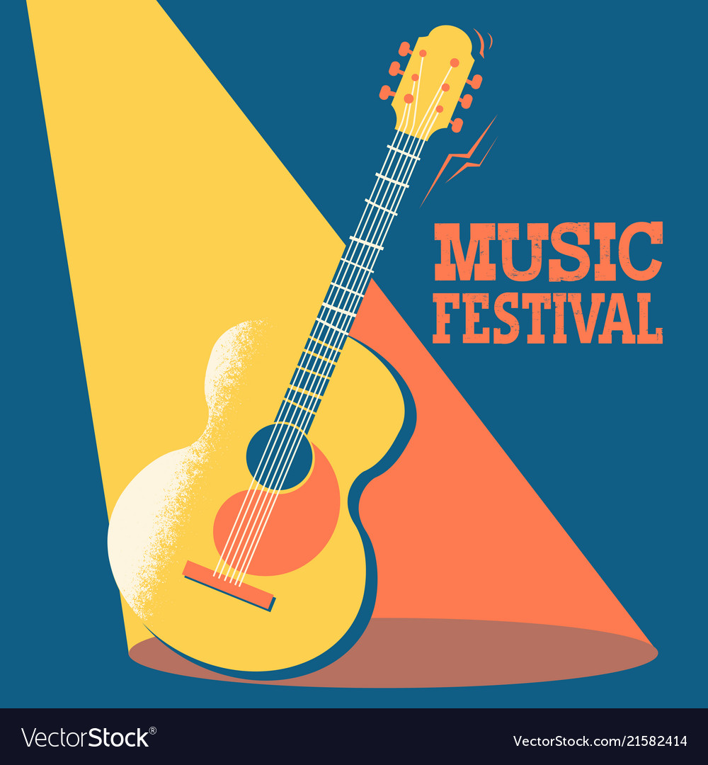 Acoustic Guitar On Stage With Text Royalty Free Vector Image