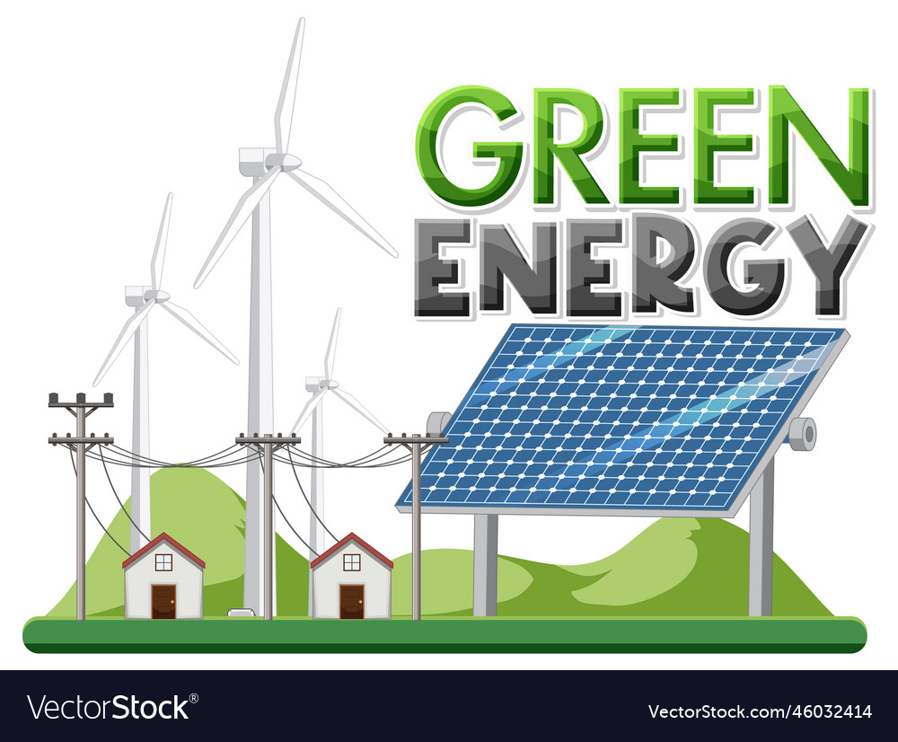 Green energy text banner design Royalty Free Vector Image