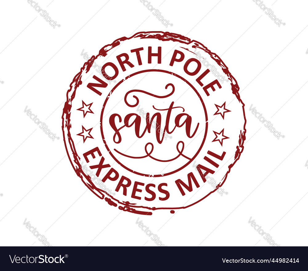 North pole express mail by santa grunge stamp Vector Image