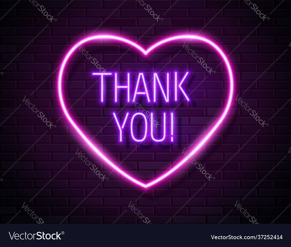 Thank you realistic neon text sign isolated Vector Image