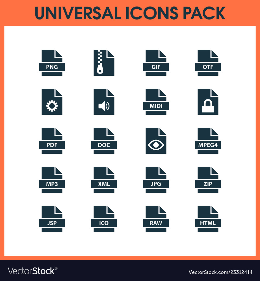 Types icons set with script text format and Vector Image