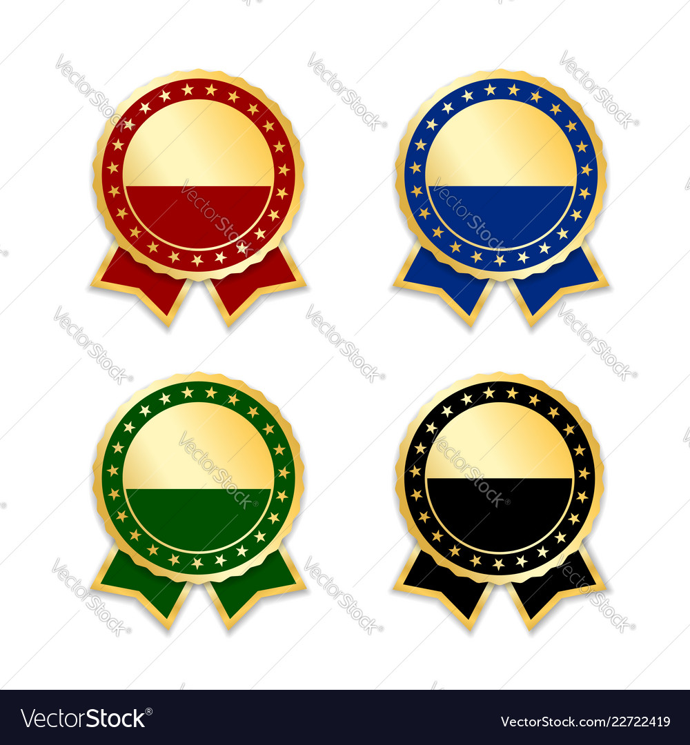 Award ribbons isolated set gold design medal