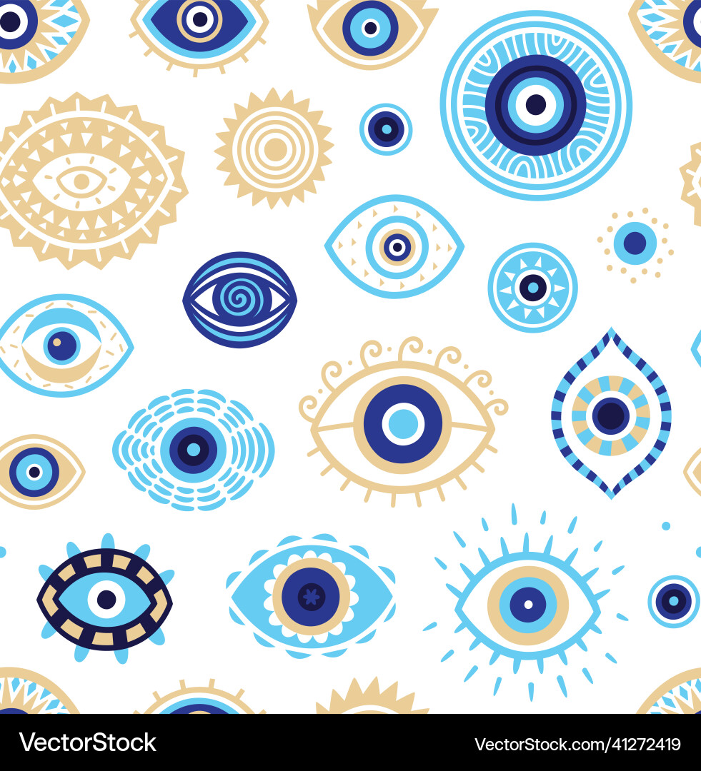 Evil eyes seamless pattern magic talisman Vector Image
