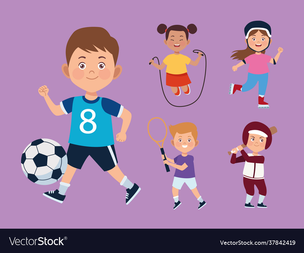 Five children activities Royalty Free Vector Image