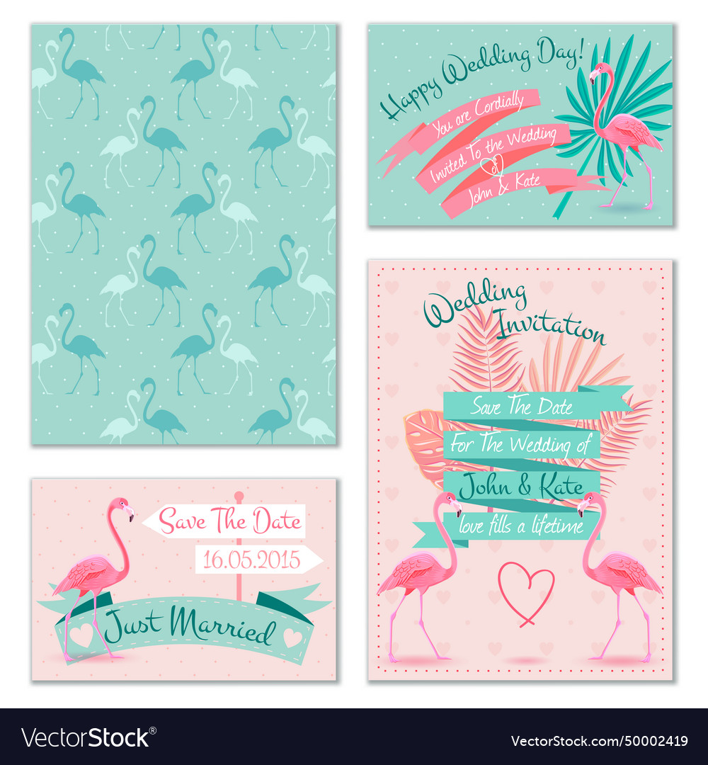 Flamingo wedding invitation cards