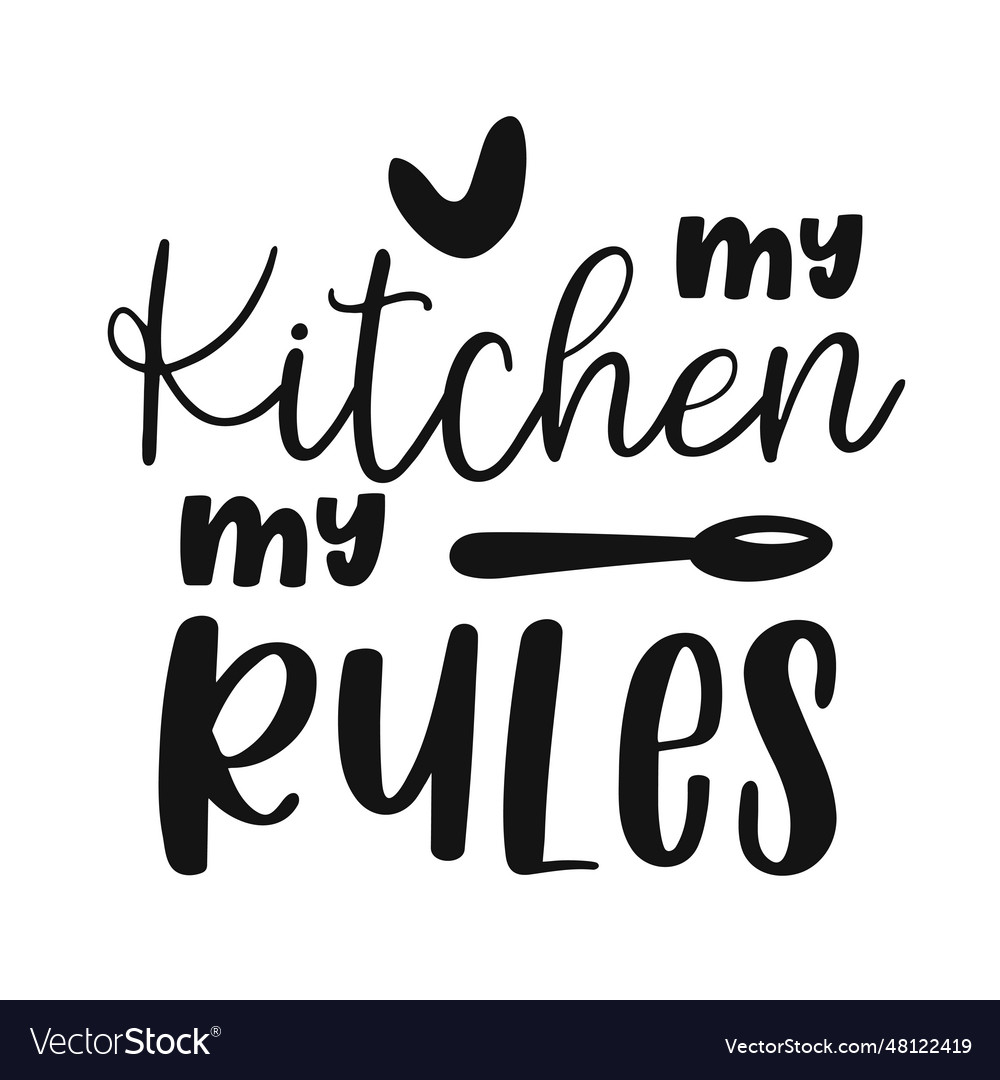 Happy kitchen drawn typography poster conceptual Vector Image