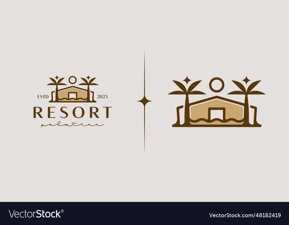 Palm house resort logo template universal Vector Image