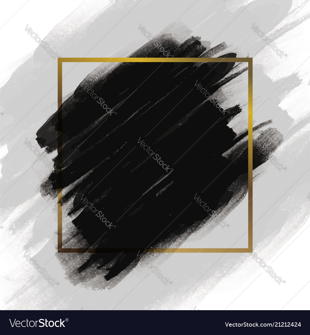 Black Brush Stroke With Gold Frame