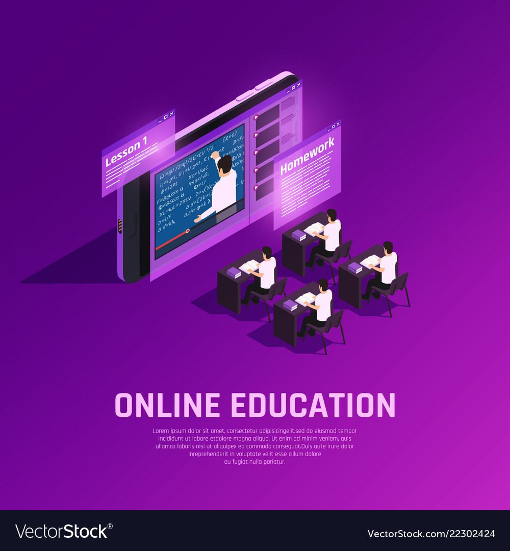 Isometric Remote Classroom Background Royalty Free Vector