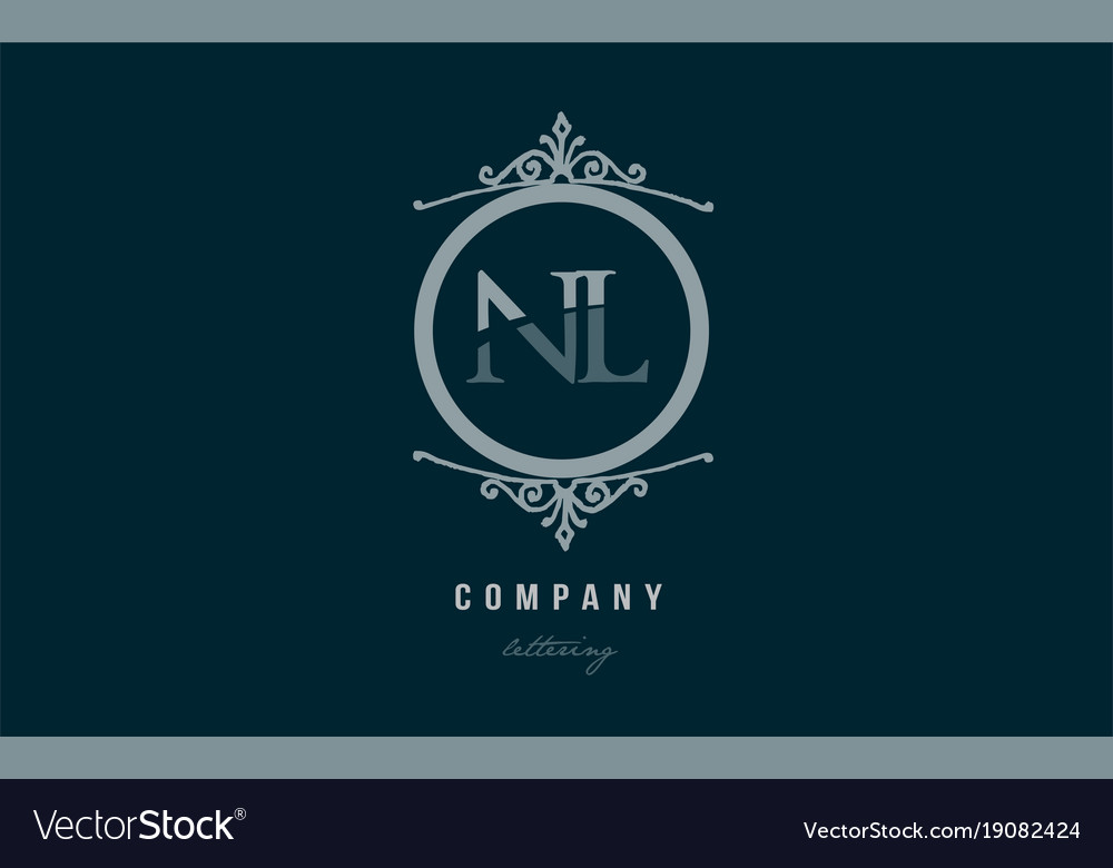 Nl n l blue decorative monogram alphabet letter Vector Image