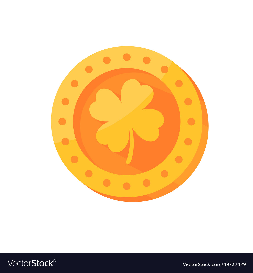 Gold coin with four leaf clover symbol amulet Vector Image