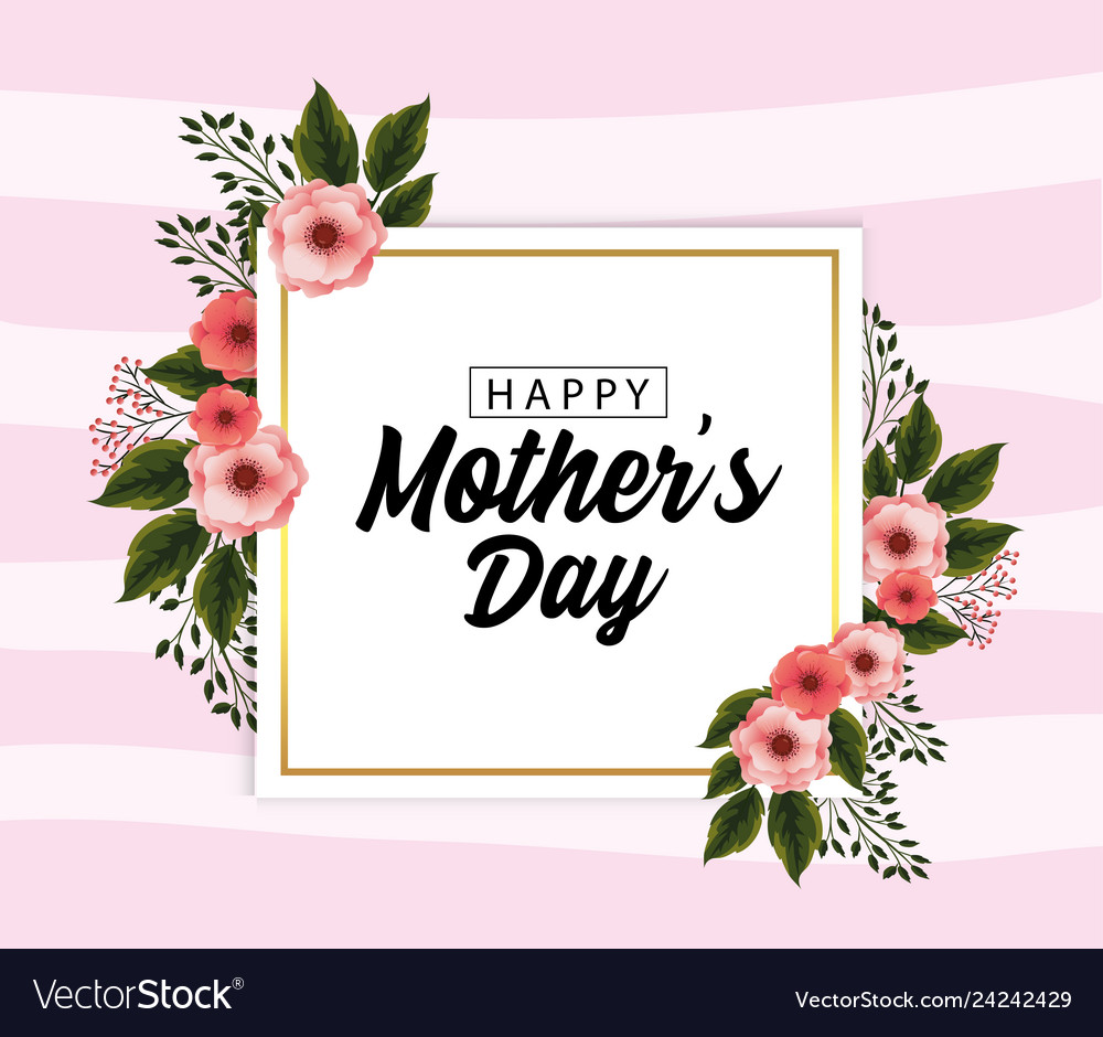 Mothers day card with tropical flowers plants Vector Image