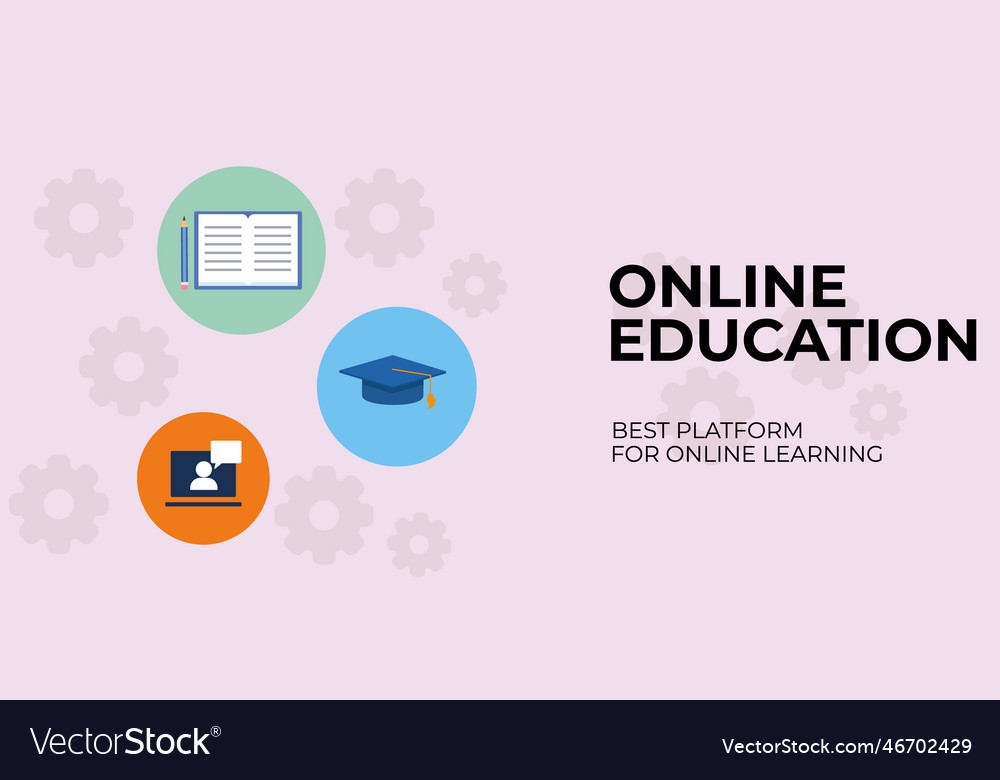 Online learning and digital courses icons Vector Image