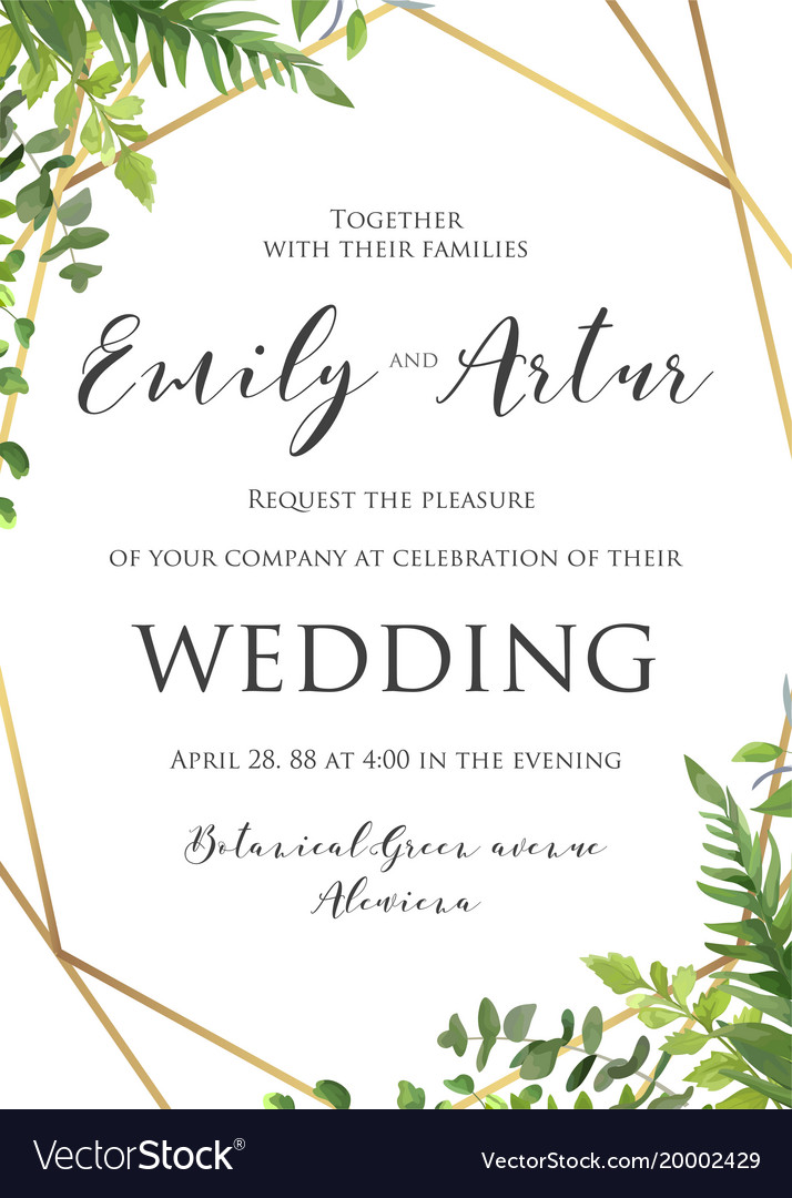 Wedding Floral Invitation Invite Save Date Vector Image 6342