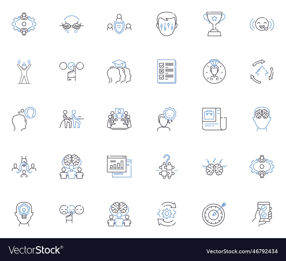 Agency progress line icons collection advancement Vector Image