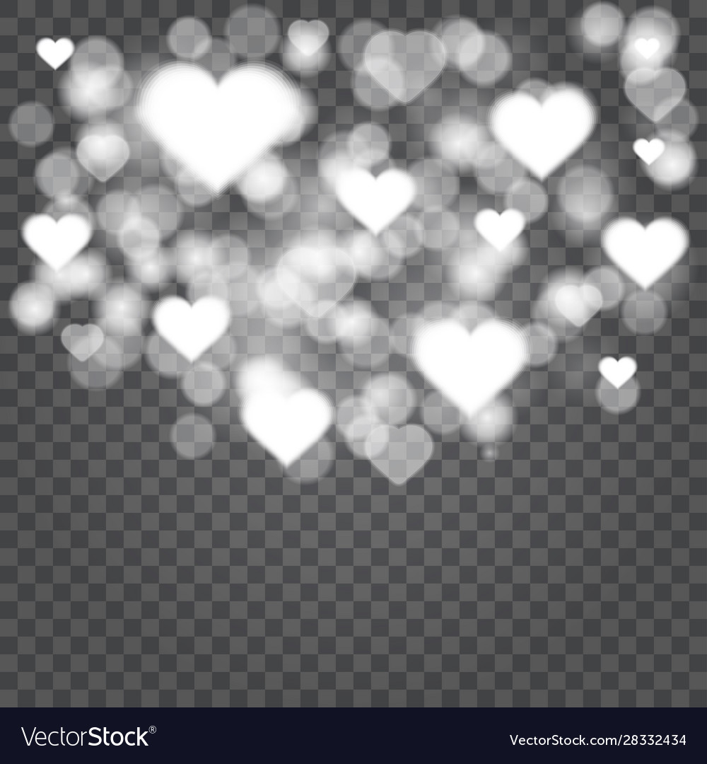 Hearts confetti bokeh lights isolated Royalty Free Vector