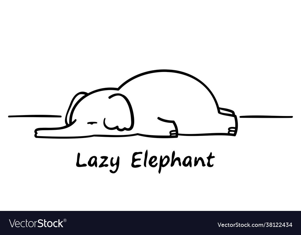 Lazy elephant cartoon elephant sketch isolated Vector Image