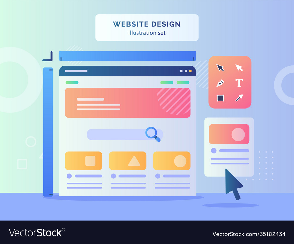 Website design set wireframe on display monitor Vector Image