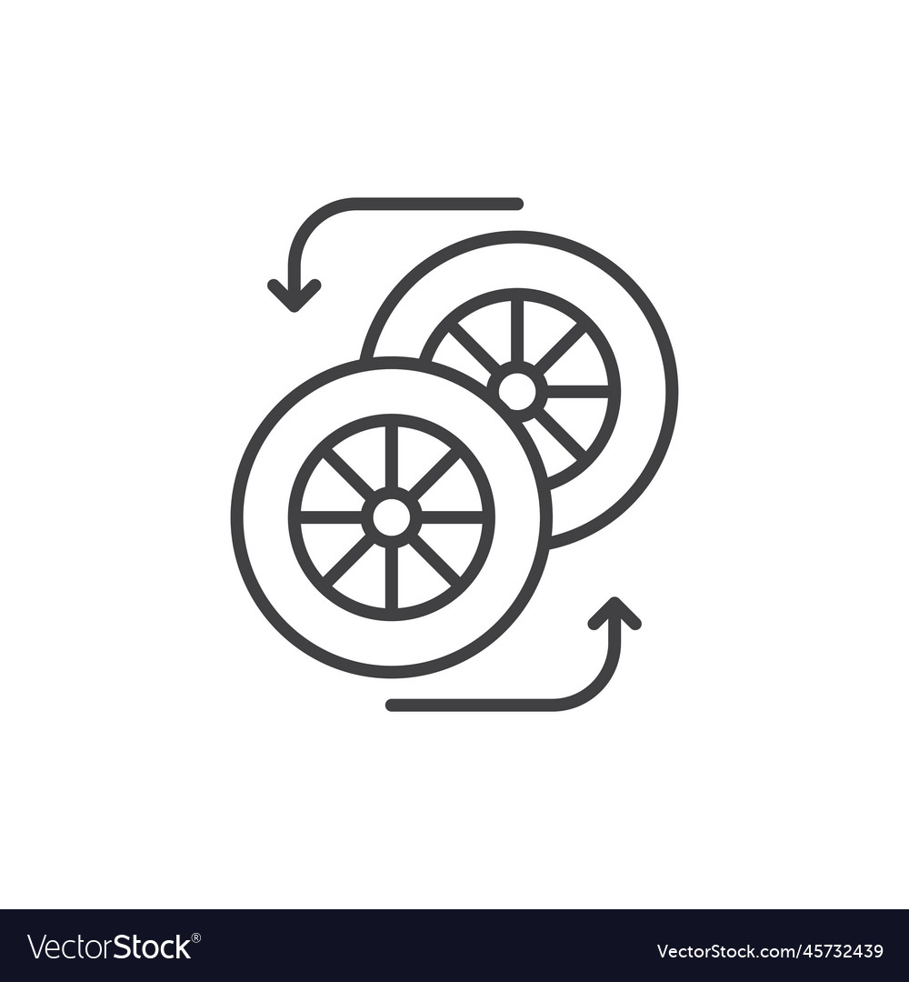 Car wheel changing icon line sign for mobile Vector Image