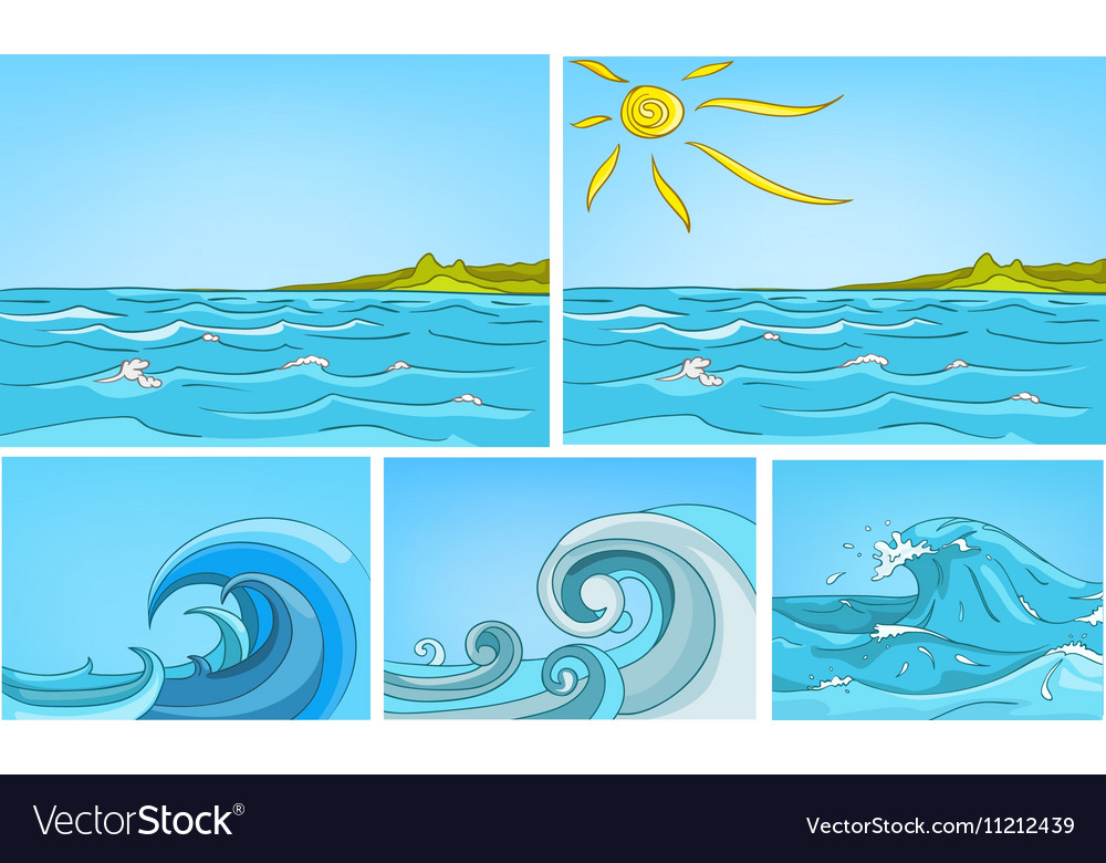 Cartoon set of sea backgrounds Royalty Free Vector Image