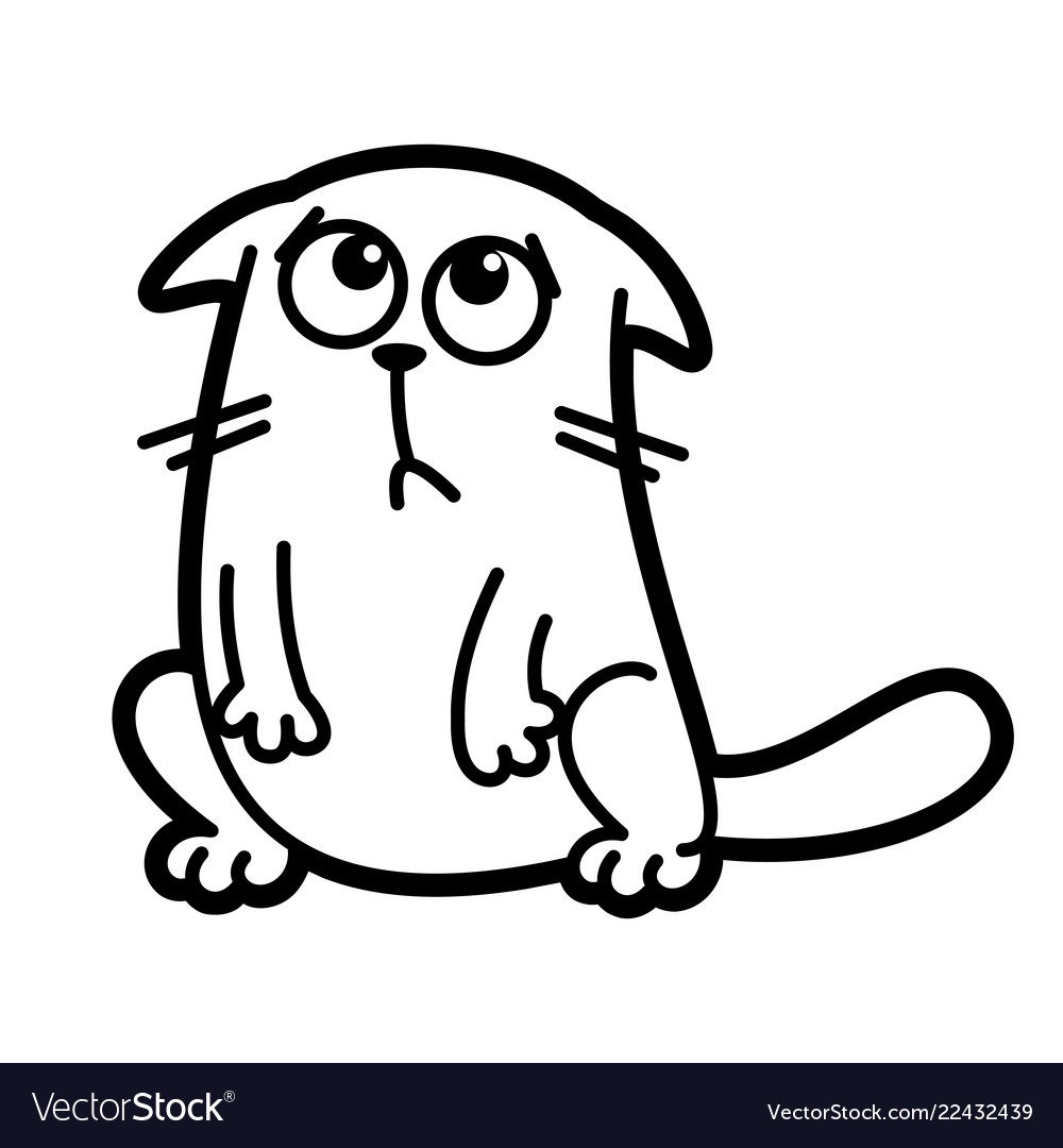 Cat cartoon character coloring page black Vector Image