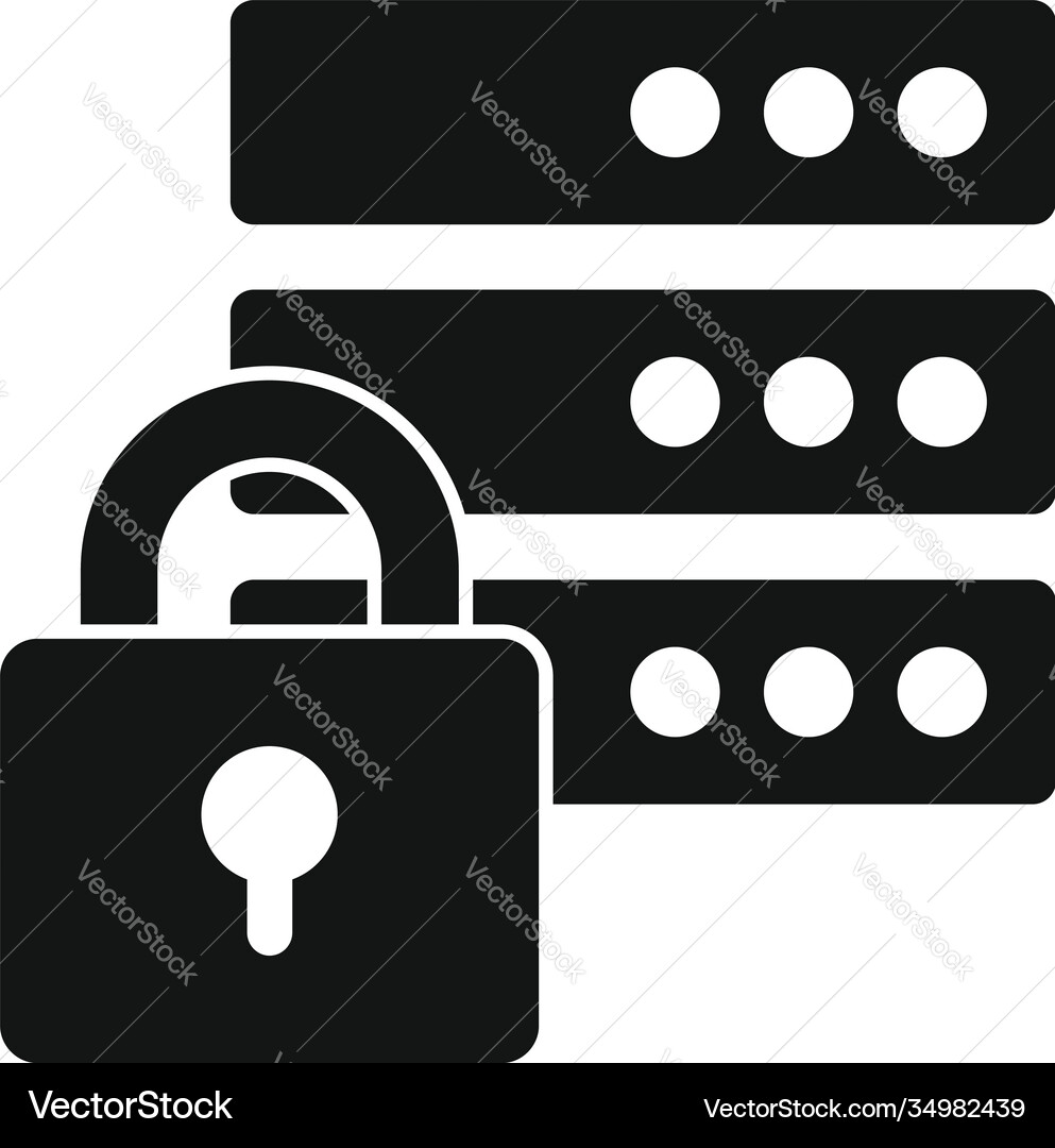 Protected server icon simple style Royalty Free Vector Image