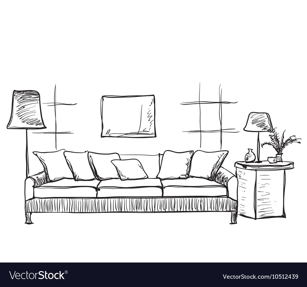 set of sofas drawings sketch style vector  Stock Illustration  72365241  PIXTA