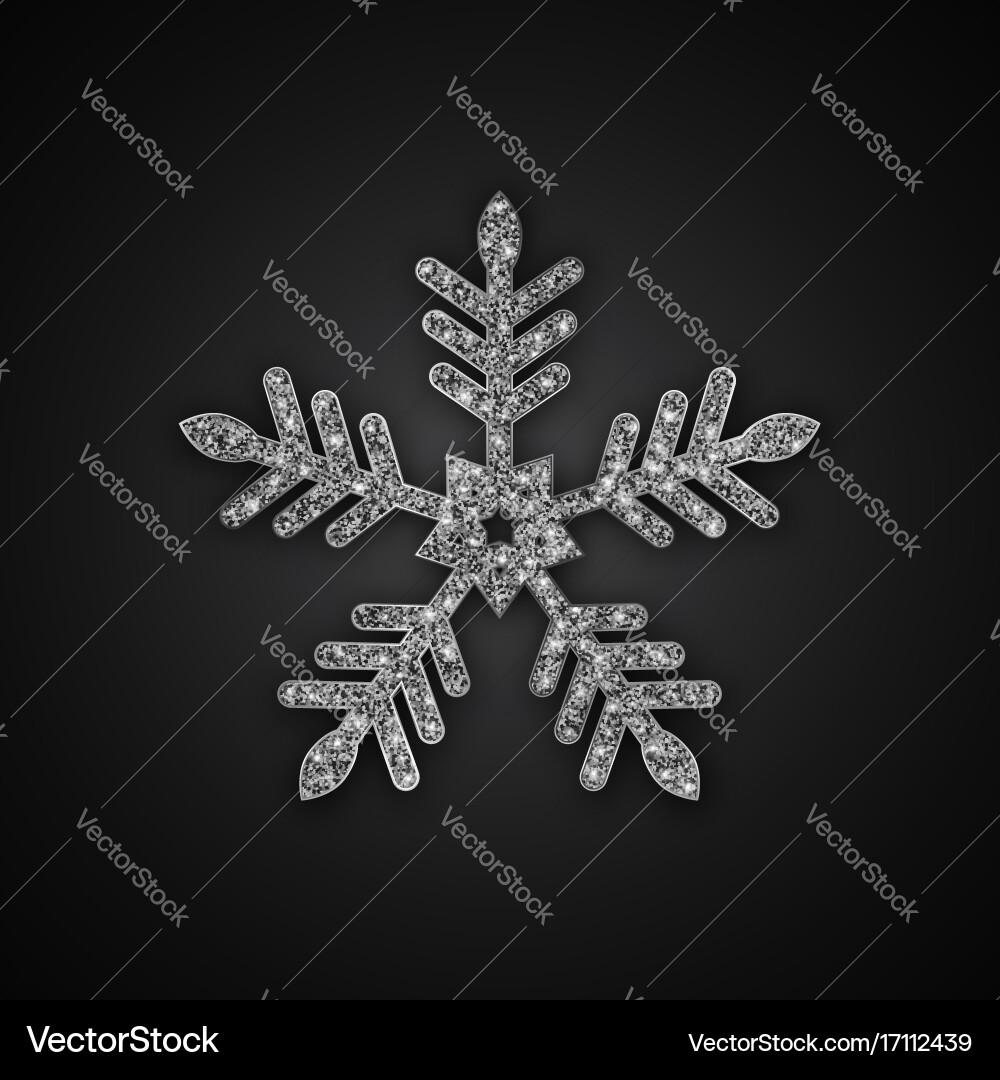 Silver glitter snowflake Royalty Free Vector Image