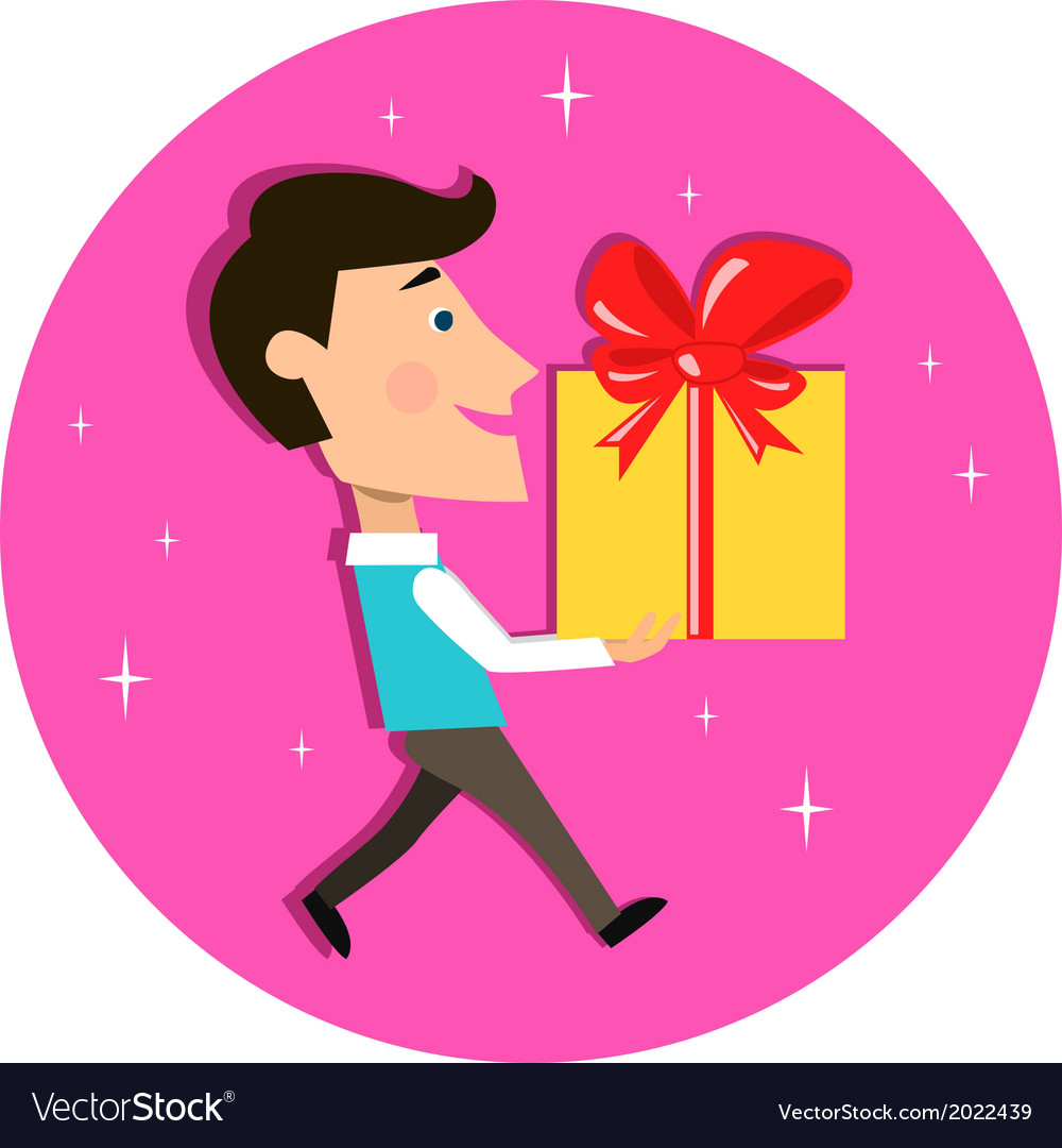 Young Man Carrying Present Gift Box Royalty Free Vector Young Man Carrying Present Gift Box Vector Image