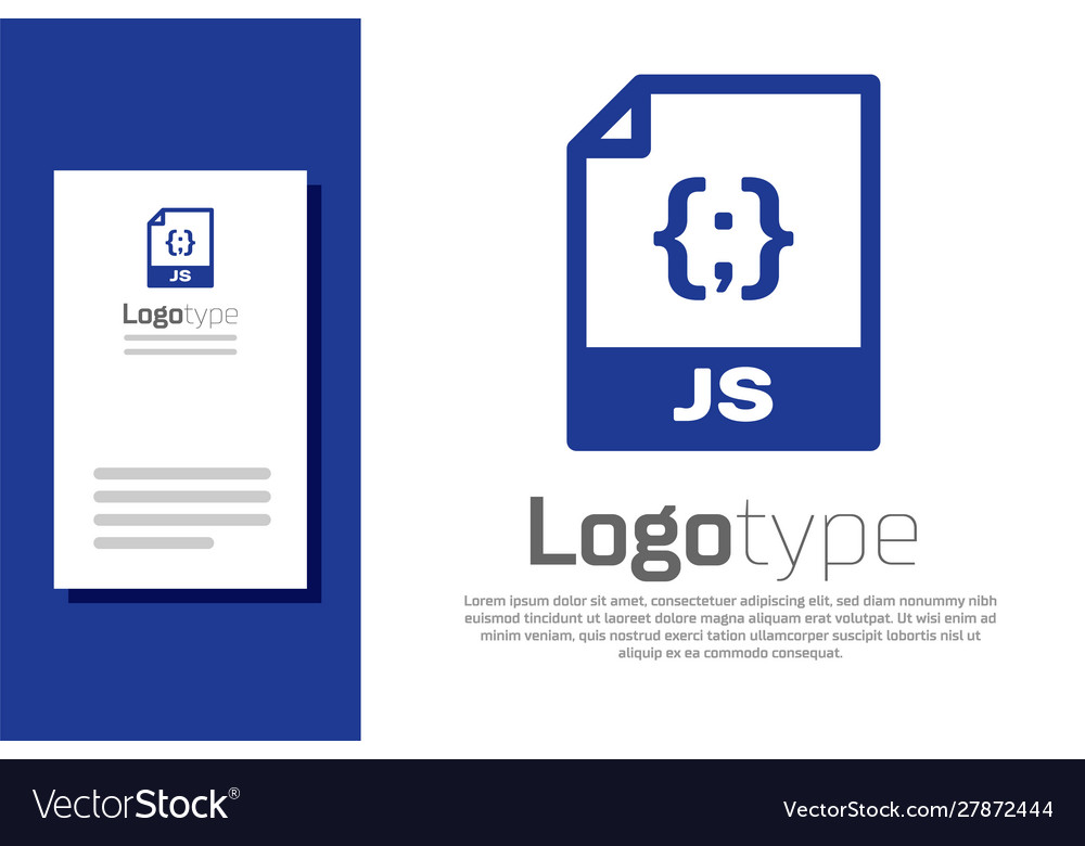 Blue js file document download js button icon Vector Image