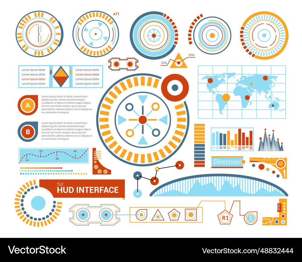 Hud interface flat Royalty Free Vector Image - VectorStock