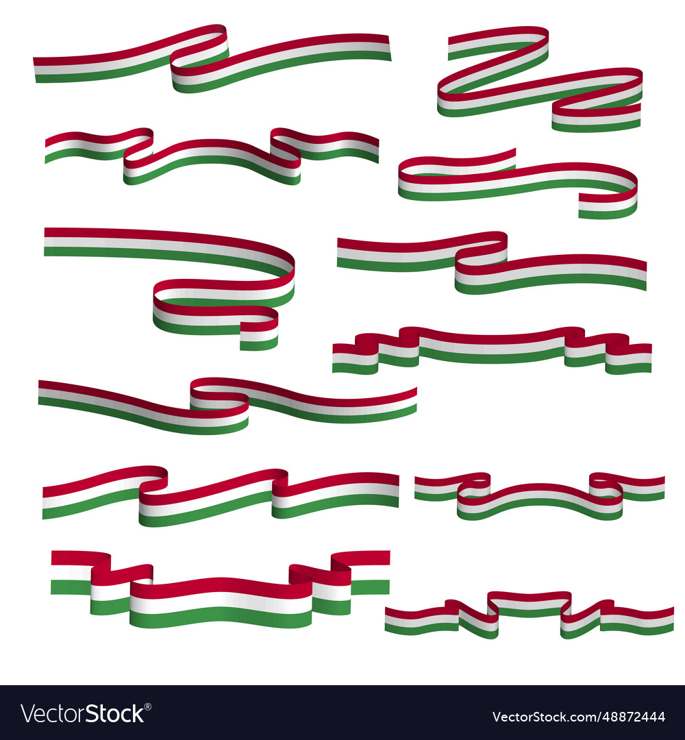 Hungary flag ribbon template set