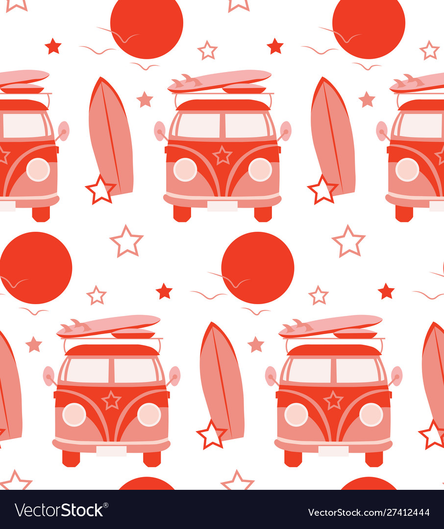 Seamless retro pattern with bus Royalty Free Vector Image