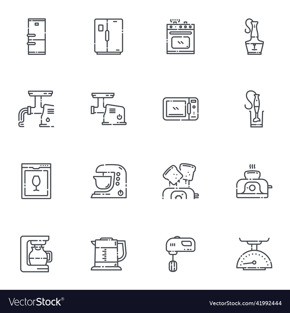 Set of line icons of kitchen utensils Royalty Free Vector