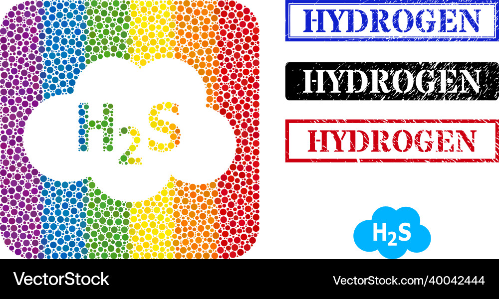 Textured hydrogen stamp seal and dotted mosaic Vector Image