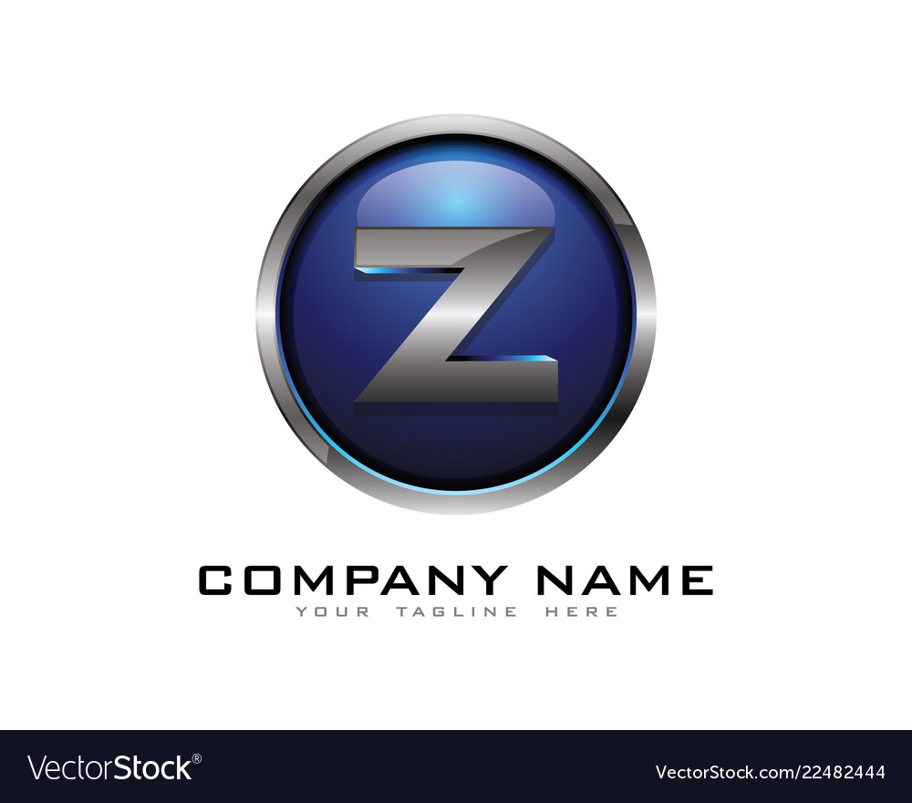 Z 3d circle chrome letter logo icon design Vector Image