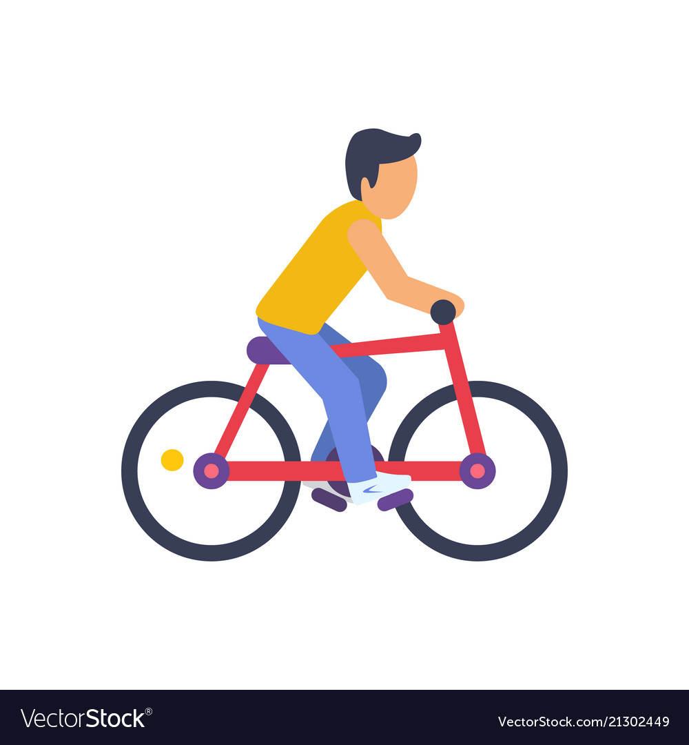 Cyclist on red bike colorful Royalty Free Vector Image