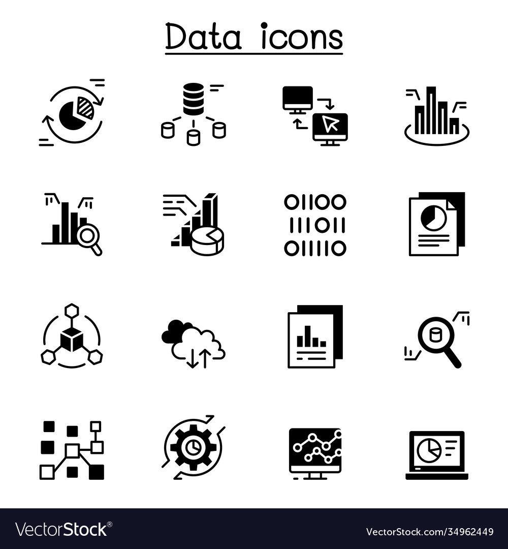 Data graph diagram chart icon set graphic design