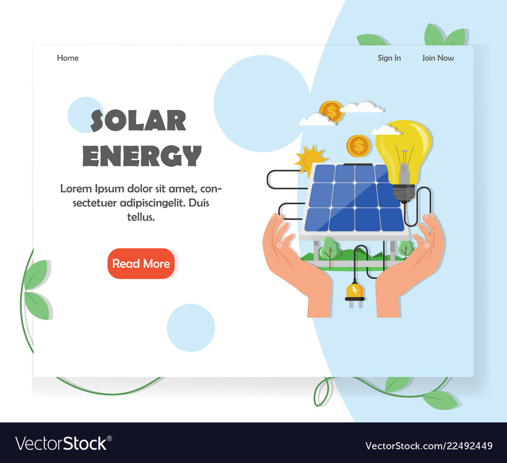 Green solar and renewable energy website Vector Image