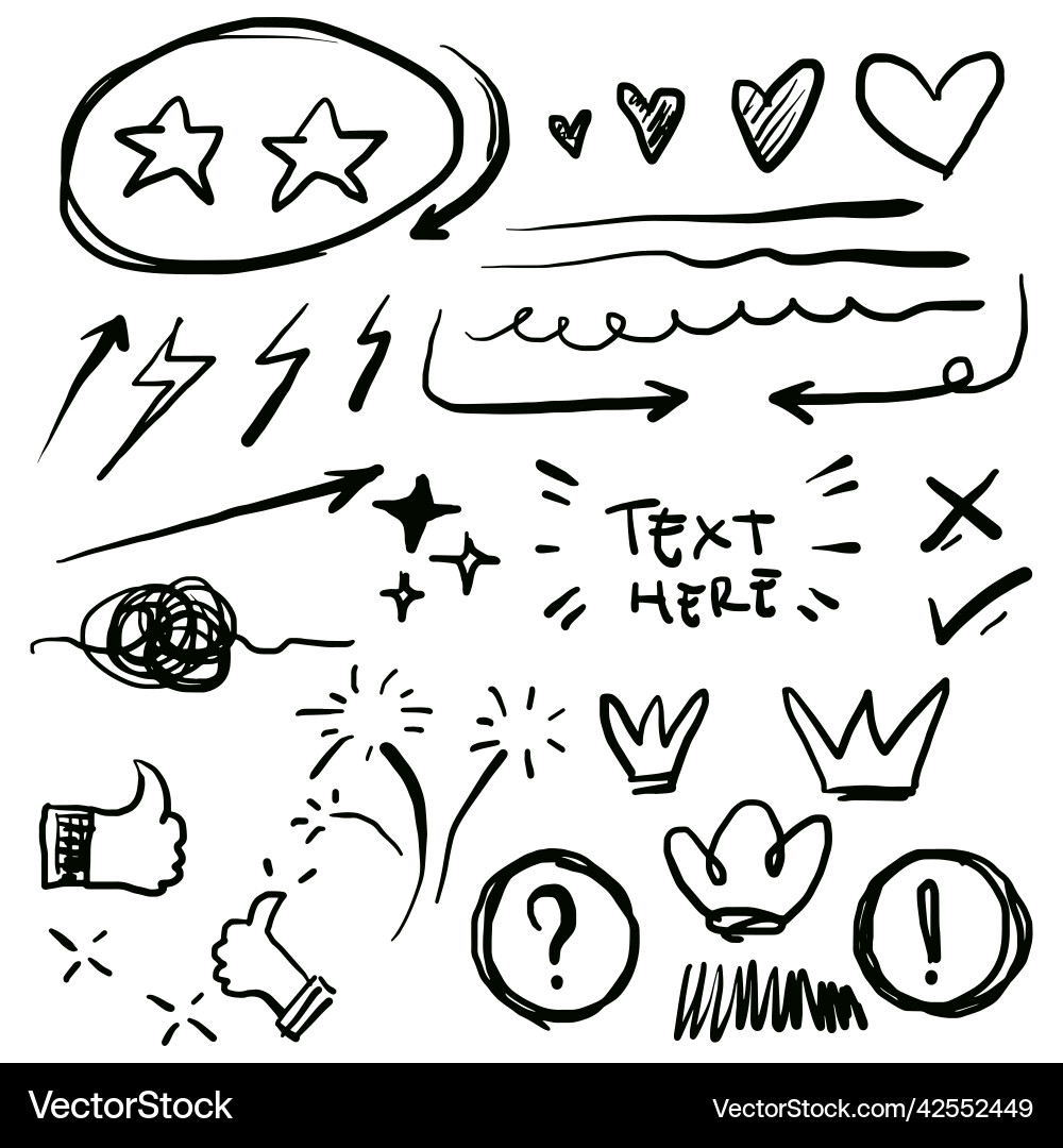 Hand drawn set doodle elements for concept design Vector Image